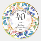 Sticker Rond N'importe quel anniversaire de mariage (40) Cadre  (Devant)