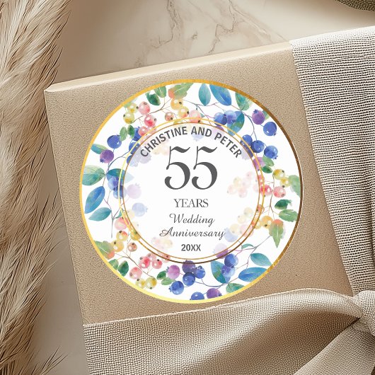 Sticker Rond N'importe quel anniversaire de mariage (55) Cadre 