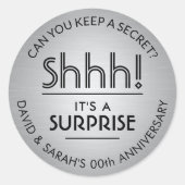 Sticker Rond N'IMPORTE QUEL Anniversaire Surprise Brossé argent (Devant)