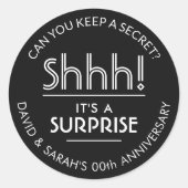 Sticker Rond N'IMPORTE QUEL Anniversaire Surprise Party Élégant (Devant)