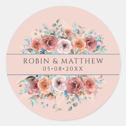 Sticker Rond N'Importe Quel Événement, Ethéal Rose Gold, Blush  (Devant)