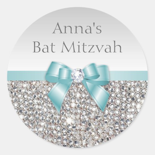 Sticker Rond N'Importe Quel Événement Faux Séquences Argent Tur (Devant)