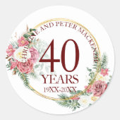 Sticker Rond N'importe quel Mariage Blush Rose Anniversaire (Devant)