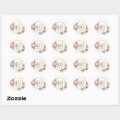 Sticker Rond N'importe quel Mariage Blush Rose Anniversaire (Feuille)
