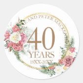 Sticker Rond N'importe quel Mariage Blush Rose Anniversaire (Devant)