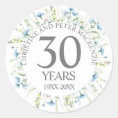 Sticker Rond N'importe quel mariage Fleurs sauvages bleues Anni (Devant)