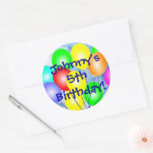 Sticker Rond N'importe quel nom et âge Coloré Ballons d'anniver (Enveloppe)