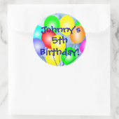 Sticker Rond N'importe quel nom et âge Coloré Ballons d'anniver (Sac)