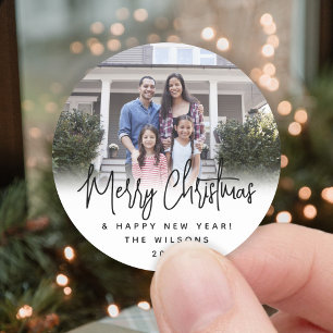 Sticker Rond N'Importe Quel Texte Moderne Script Simple Photo N