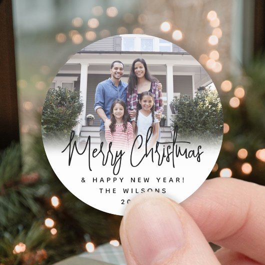 Sticker Rond N'Importe Quel Texte Moderne Script Simple Photo N