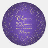 Sticker Rond N'IMPORTE QUELLE Oeuvre D'Anniversaire Brossé Purp (Devant)