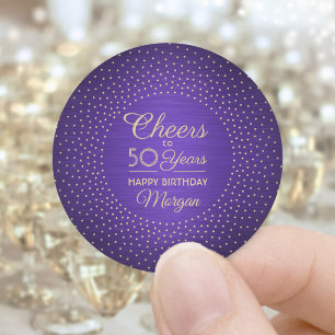 Sticker Rond N'IMPORTE QUELLE Oeuvre D'Anniversaire Brossé Purp