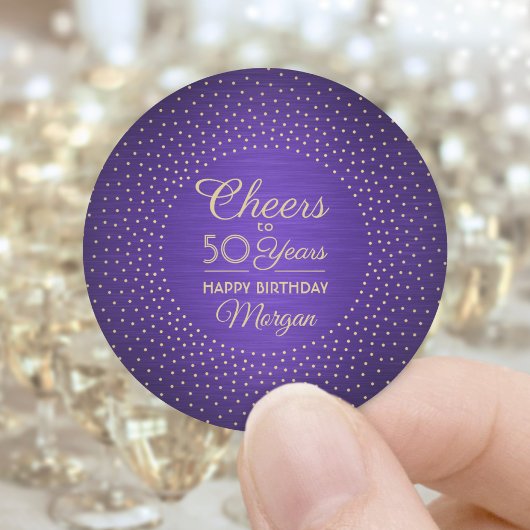 Sticker Rond N'IMPORTE QUELLE Oeuvre D'Anniversaire Brossé Purp