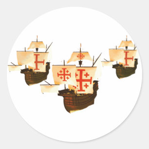 Sticker Rond Nina Pinta & Père Noël Maria