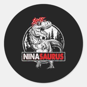 Sticker Rond Ninasaurus t rex dinosaure nina saurus fête des mè