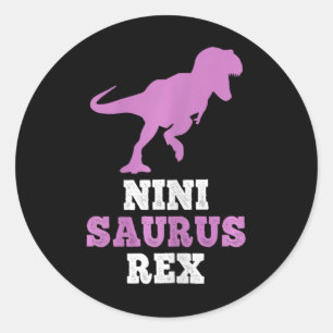 Sticker Rond Nini-saurus Rex Dino Dinosaur Ninisaurus Drôle