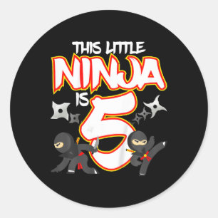 Sticker Rond Ninja 5 ans Anniversaire Fête Arts Martiaux Karat