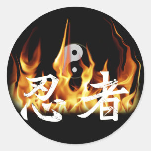 Sticker Rond Ninja en feu