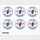 Sticker Rond Ninja Filles guerrières rose Turquoise anniversair (Feuille)