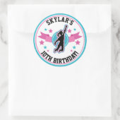 Sticker Rond Ninja Filles guerrières rose Turquoise anniversair (Sac)
