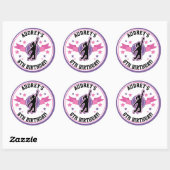 Sticker Rond Ninja Filles guerrières rose violet anniversaire (Feuille)