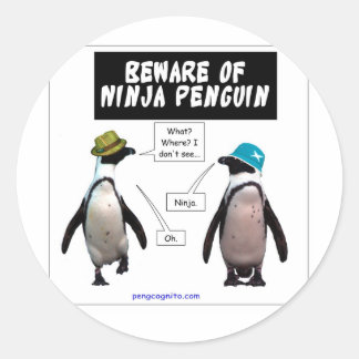 Sticker Rond Ninja penguin
