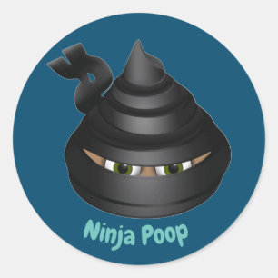 Sticker Rond Ninja Poop Emoji