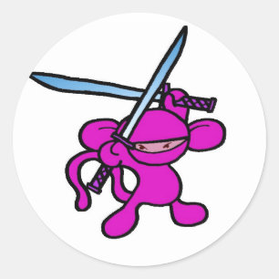 Sticker Rond Ninja rose Frais généraux-Aucuns mots