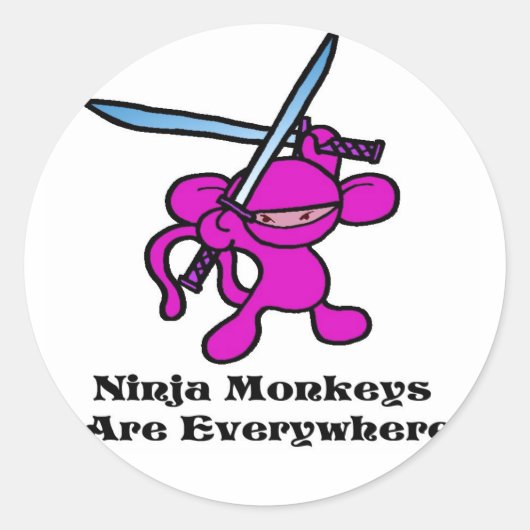 Sticker Rond Ninja rose sur la tête (Devant)