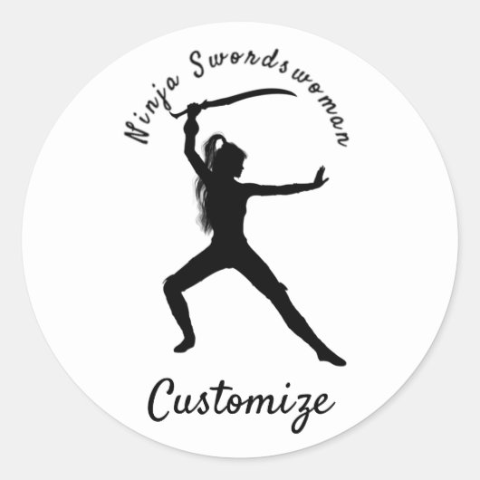 Sticker Rond Ninja Swordswoman Silhouette Thunder_Cove (Devant)