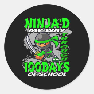 Sticker Rond Ninja'd Mon Chemin À Travers 100 Jours D'École - N