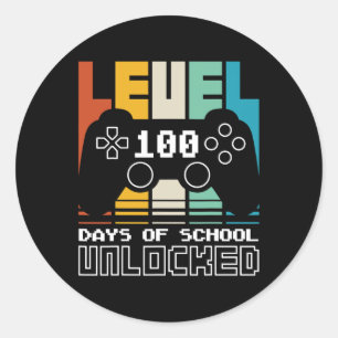 Sticker Rond Niveau 100 Jours De Jeux Vidéo De Gamer Déverrouil
