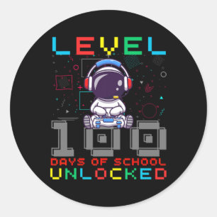 Sticker Rond Niveau 100 Jours De L'École De Gamer Déverrouillé