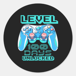Sticker Rond Niveau 100 Jours De L'École Déverrouillé Jeu Vidéo