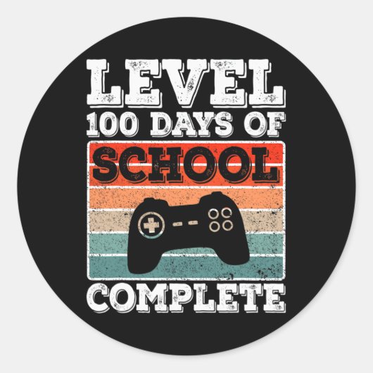 Sticker Rond Niveau 100 Jours D'École Complet Gamer Garçons Vid (Devant)