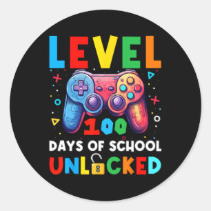 Sticker Rond Niveau 100 Jours D'école Débloqué T-shirt Jeu Vidé