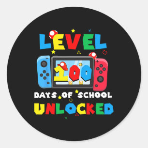 Sticker Rond Niveau 100 Jours D'École Jeux Vidéo Déverrouillés