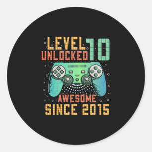Sticker Rond Niveau 10 Débloqué 10e Anniversaire 10 Ans Garçon