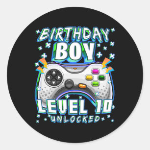 Sticker Rond Niveau 10 Débloqué Jeu Vidéo 10ème Anniversaire Jo