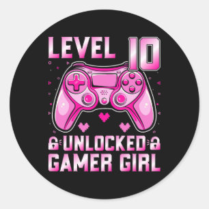 Sticker Rond Niveau 10 Gamer non verrouillé Gamer vidéo Gamer 1