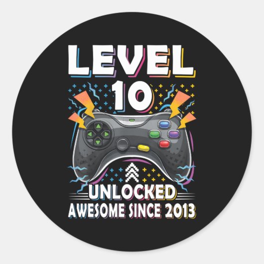 Sticker Rond Niveau 10 Jeu vidéo déverrouillé 10E Jeu (Devant)