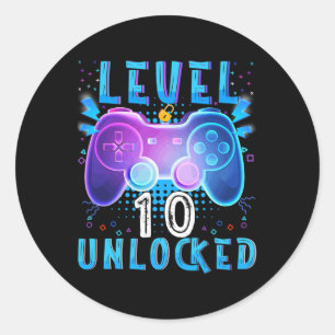 Sticker Rond Niveau 10 Jeux vidéo non bloqués 10th Birthday Gam