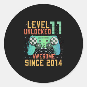 Sticker Rond Niveau 11 Débloqué 11e Anniversaire 11 Ans Garçon