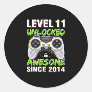 Sticker Rond Niveau 11 débloqué Incroyable Depuis 2014 11e Anni