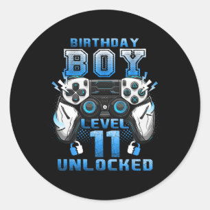 Sticker Rond Niveau 11 Débloqué Joueur de jeux vidéo 11e annive