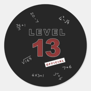 Sticker Rond Niveau 13 adolescent 13e anniversaire mathématique