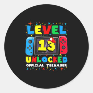 Sticker Rond Niveau 13 Débloqué Joueur Cadeau d'anniversaire 13