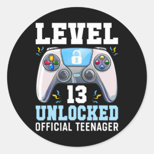 Sticker Rond Niveau 13 Jeu vidéo déverrouillé 13e Jeu d'anniver