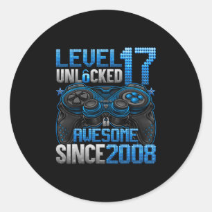 Sticker Rond Niveau 17 Débloqué Cadeaux Garçons 17 Ans 17e Anni