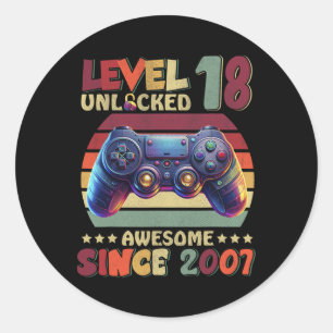 Sticker Rond Niveau 18 Débloqué Incroyable Depuis 2007 18e Anni